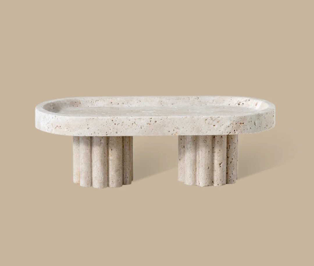 Column Tray 立柱托盘 洞石 - 置物架/篮子 - 铜/黄铜 白色
