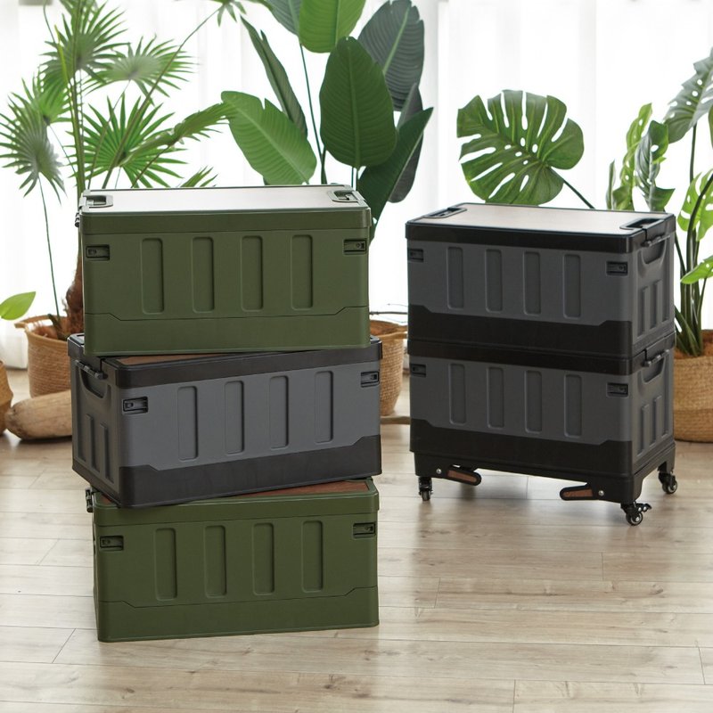 军风露营折叠收纳箱(军黑/军绿) - 露营用品 - 塑料 绿色