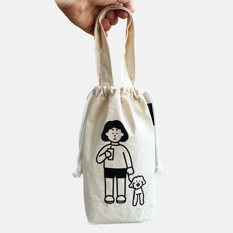 Drawstring Tumbler Bag - 束口袋双肩包 - 棉．麻 白色