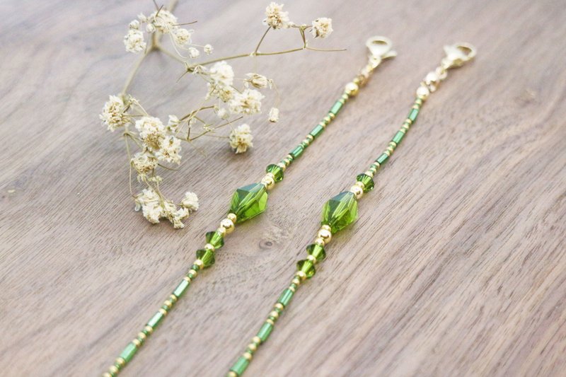 眼镜链、口罩链/凯兰崔尔系列 - 绿 - 口罩 - 水晶 绿色