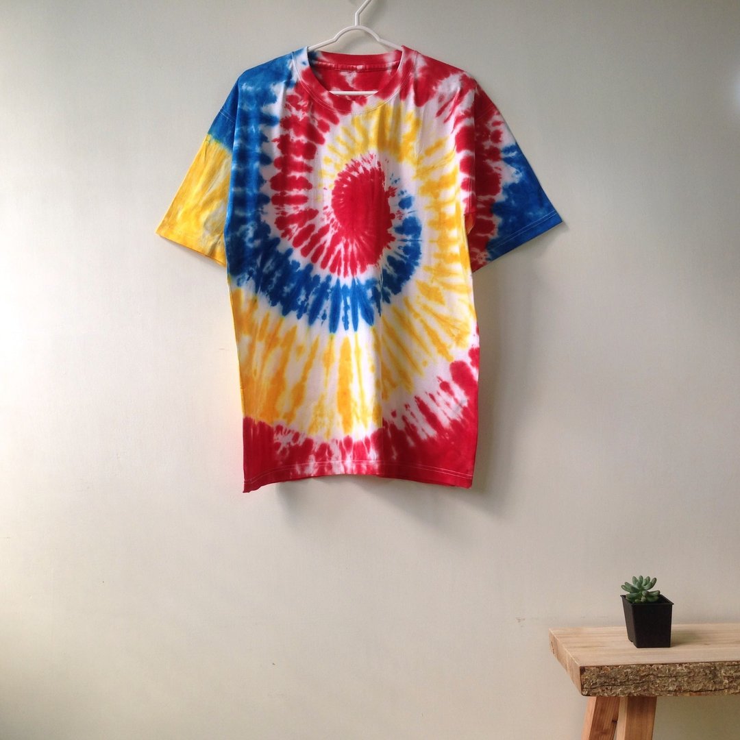 手工 绑染 扎染 全棉T-shirt - 中性连帽卫衣/T 恤 - 棉 多色