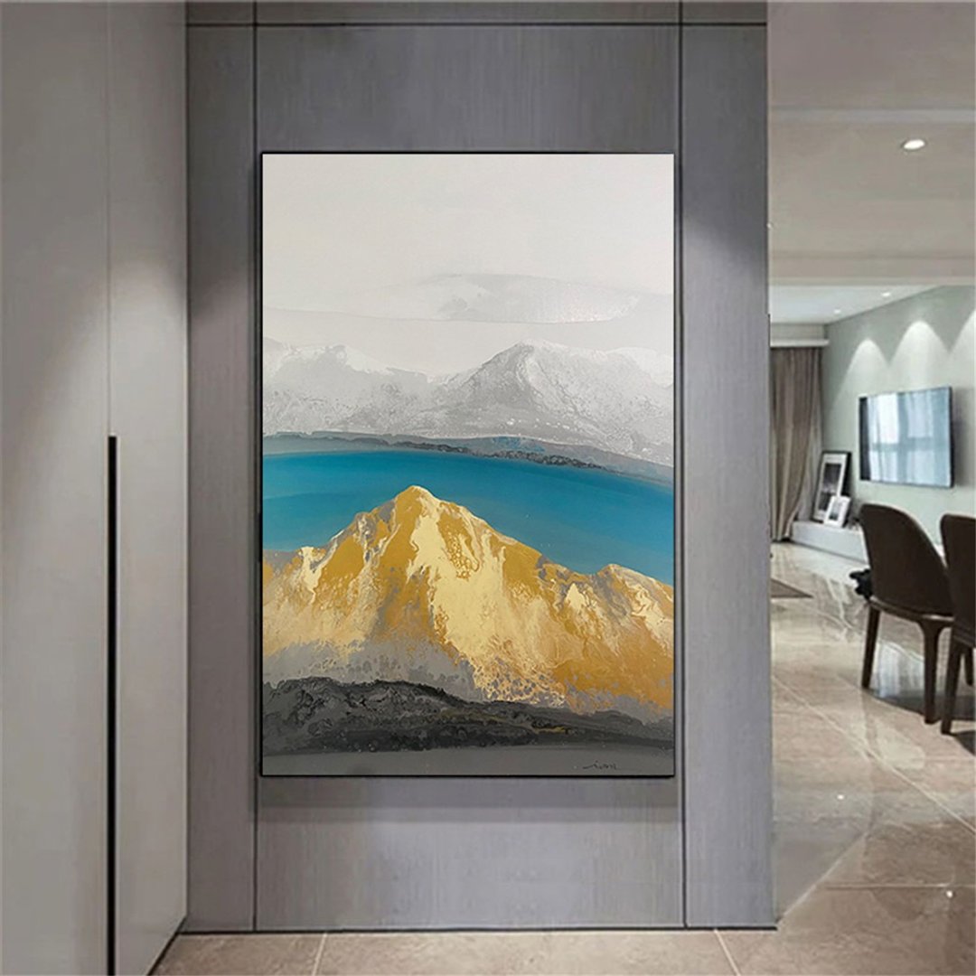 日照金山 手绘油画抽象原创商品客厅装饰画定制挂画卧室走廊玄关 - 海报/装饰画/版画 - 亚麻 多色