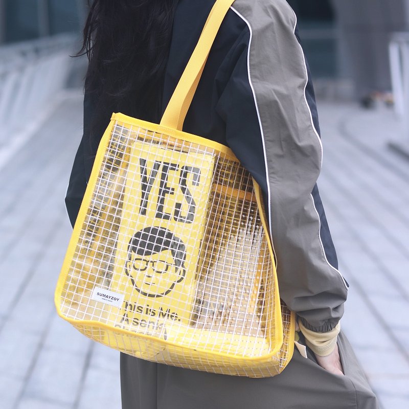 冰块系列 游泳健身瑜伽包 大容量网格防水沙滩手提包 甜梨黄 - 手提包/手提袋 - 其他材质 黄色