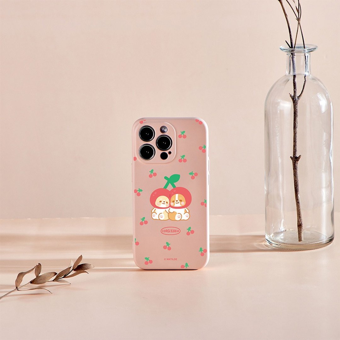 柯基犬卡卡红红樱桃全包iPhone手机壳 - 手机壳/手机套 - 硅胶 多色