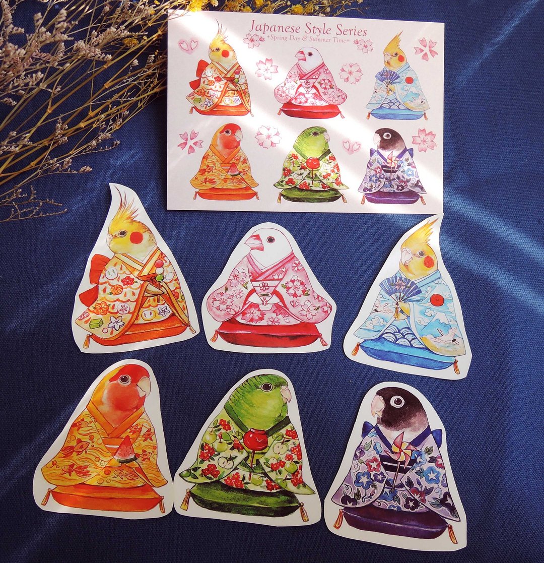 乐漾和服贴纸套组 - 贴纸 - 纸 粉红色