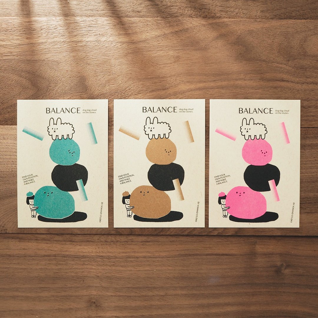 Balance / 孔版印刷明信片 / 三款可选 - 卡片/明信片 - 纸 卡其色