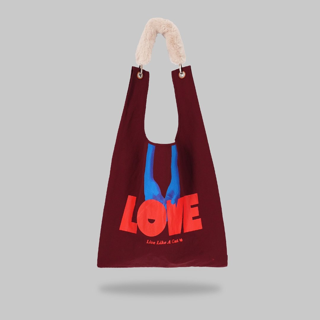 LOVE - Soft feelings, useful storage bag | 配可拆仿毛肩带 - 侧背包/斜挎包 - 尼龙 红色