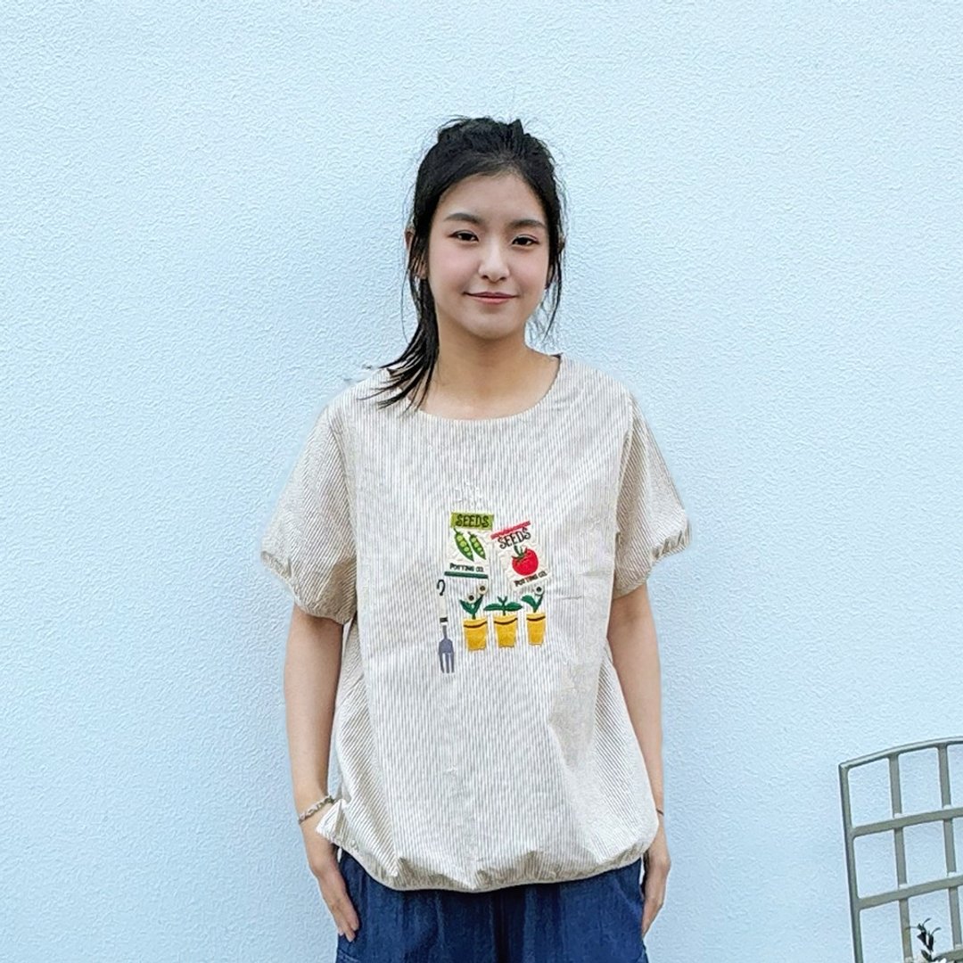 Hana Mokuba 园艺贴布绣线条收口上衣 - 女装上衣 - 其他材质 