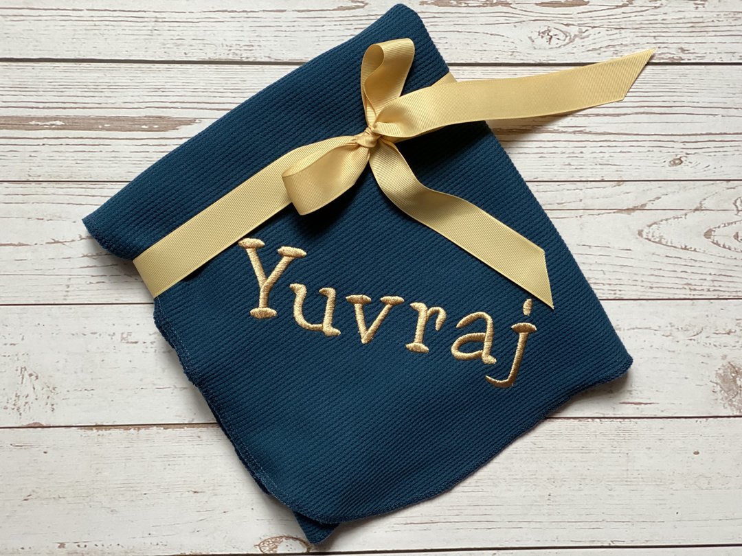 Personalized baby swaddle blanket custom baby blanket embroidered blanket - 哺乳巾 - 棉 咖啡色