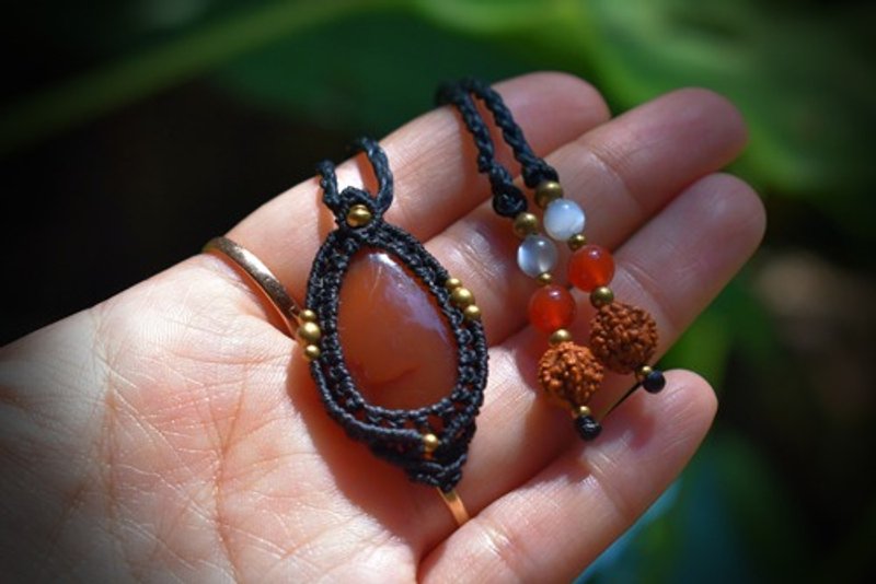 赤红纹章 红玉髓 编织坠饰 carm003 - 项链 - 宝石 红色