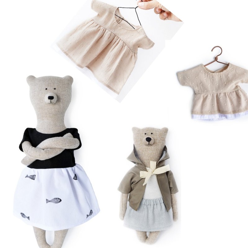 PK bears|露易莎熊40cm母女礼物组(大小熊各1&大小熊洋装各1) - 玩偶/公仔 - 棉．麻 红色