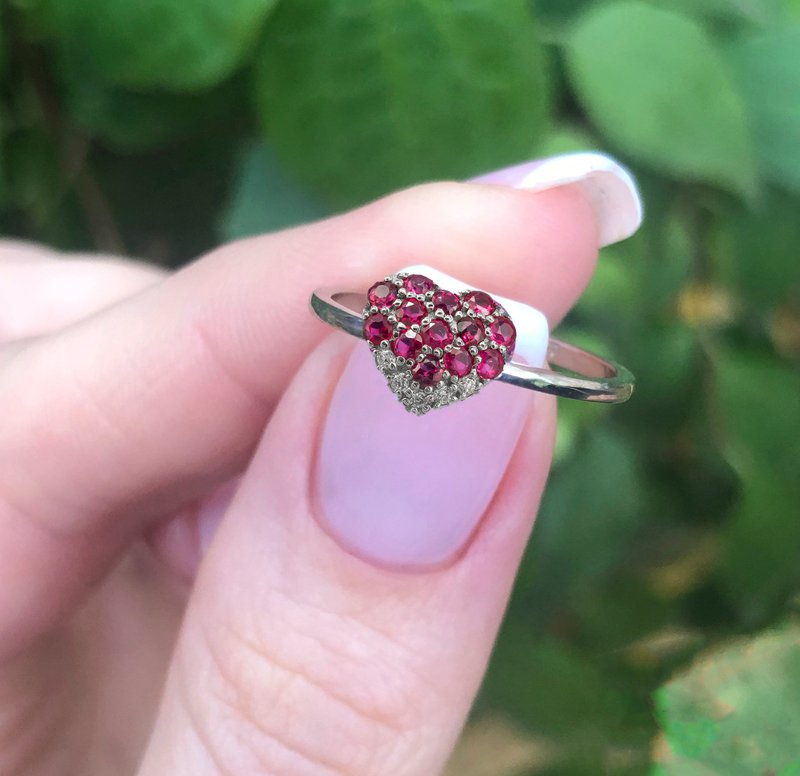 14k ring with rubies and diamonds - 戒指 - 贵金属 金色