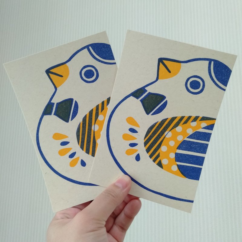 鸽子图案明信片两张一组 - 卡片/明信片 - 纸 蓝色