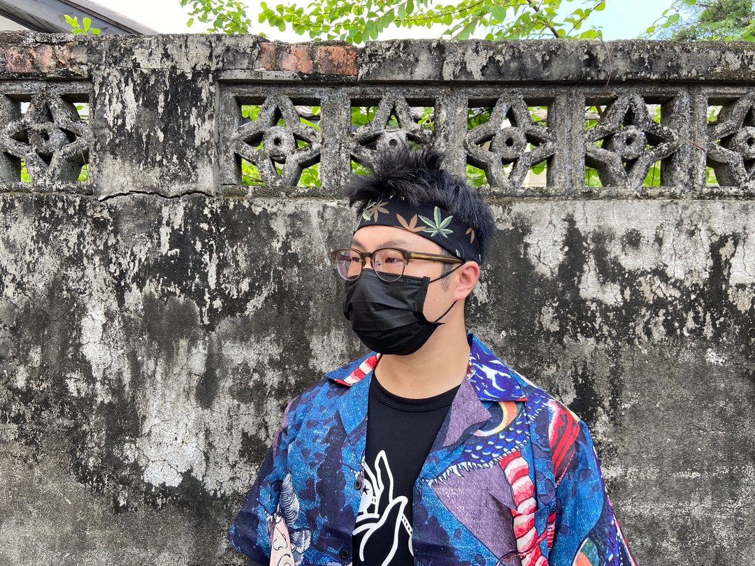 男生头带 / 一片式发带 / 很大的麻叶 - 黑 - 发带/发箍 - 棉．麻 黑色