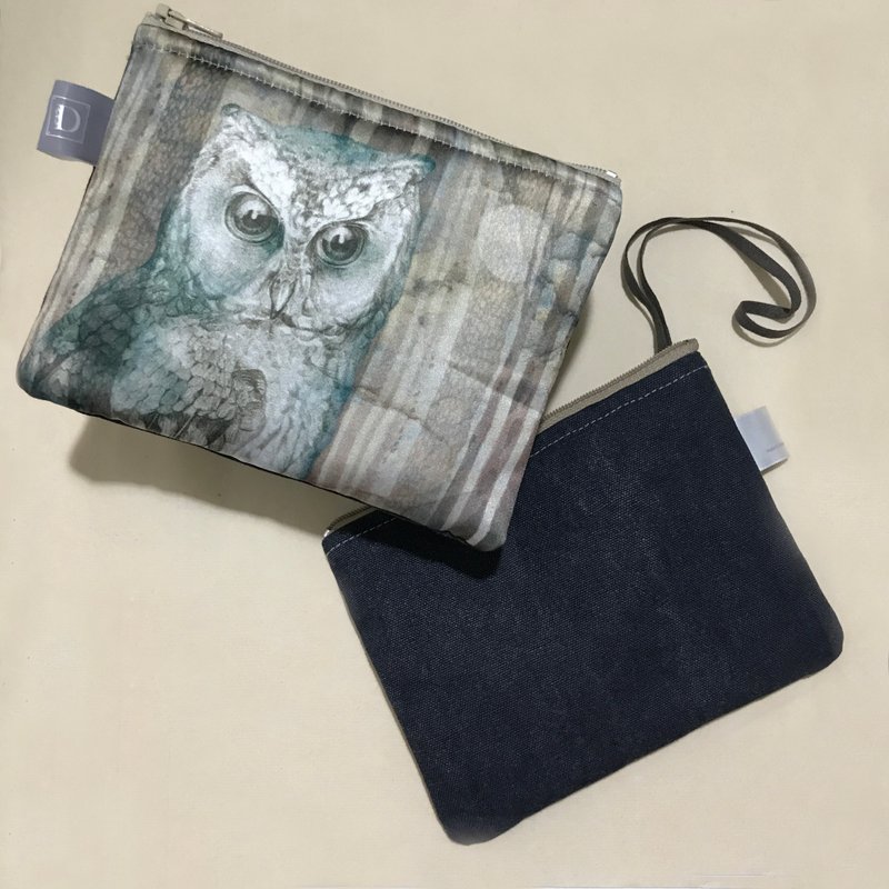 逐梦筑梦台湾特有山中精灵 万用收纳零钱包 台湾领角鸮 Owl - 零钱包 - 棉．麻 银色
