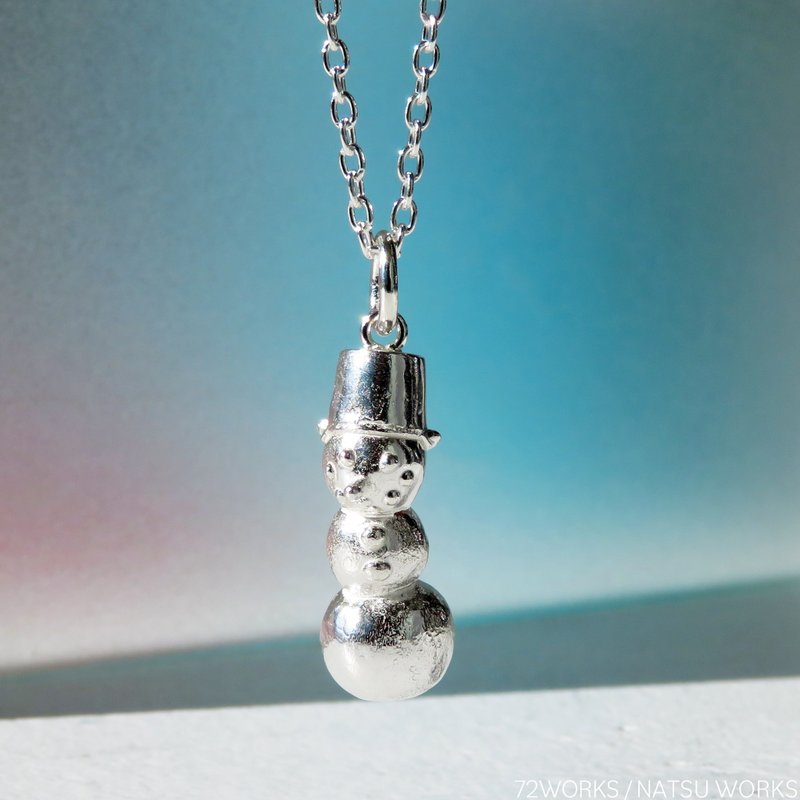 Snowman wear the Bucket Pendant - 项链 - 宝石 银色