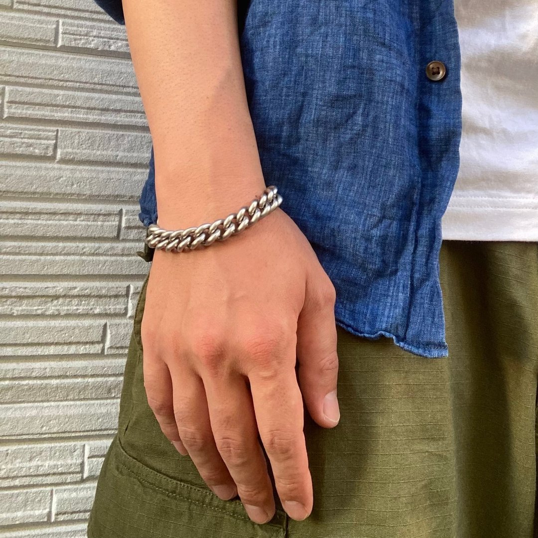 黄铜×无钉手镯 粗链 Bracelet - 手链/手环 - 银 银色