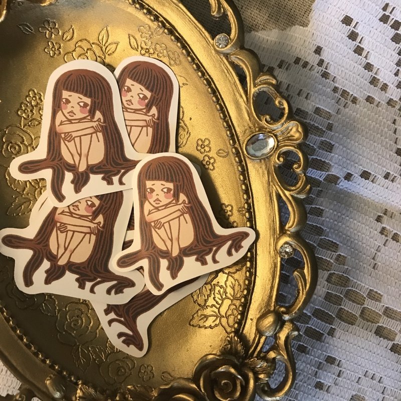 *薄荷怪兽*  黑发女孩 -贴纸 - 贴纸 - 纸 