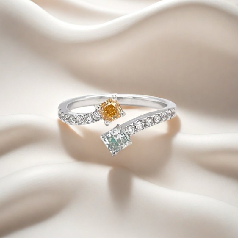 璀璨星光双色彩钻戒指 - 戒指 - 贵金属 