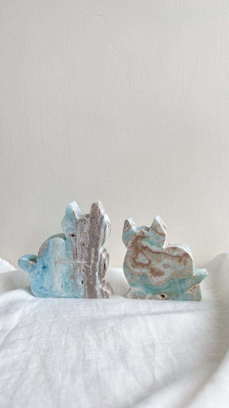 猫猫形状异极矿摆设.  细尺寸猫猫 - 摆饰 - 水晶 蓝色