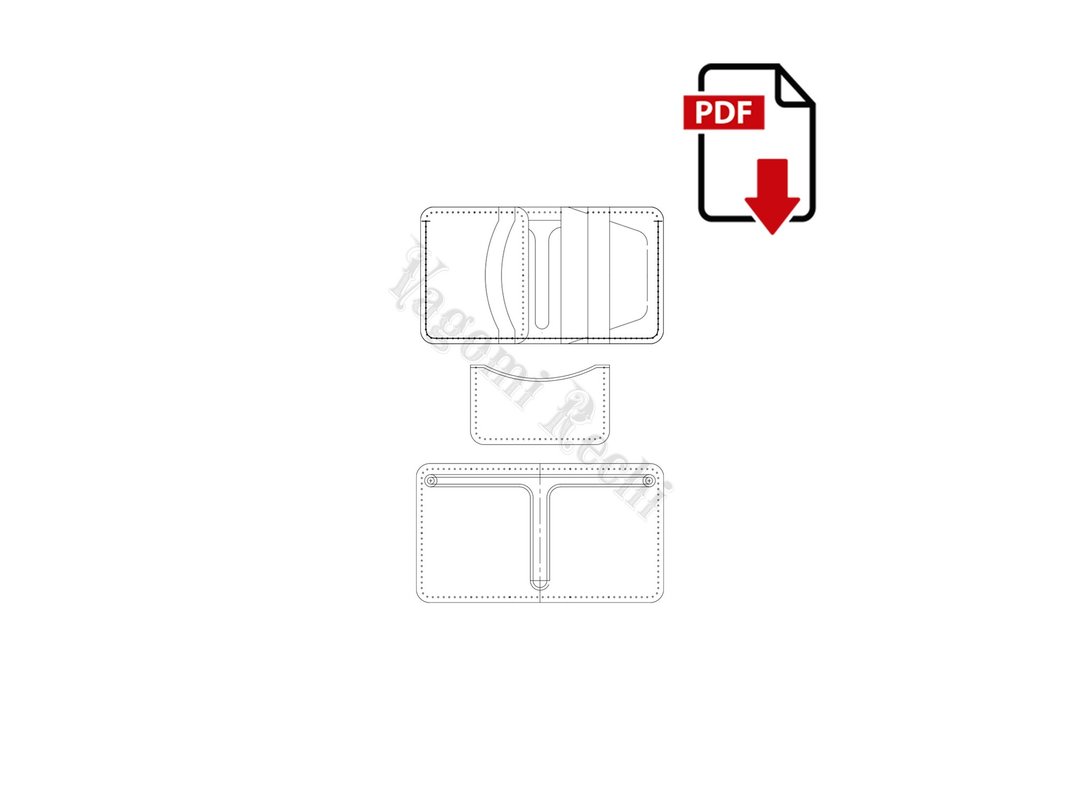 PDF 版型。皮革迷你皮夹 Type 1。经典对折零钱皮夹。 - 手工艺教程/工具书 - 其他材质 