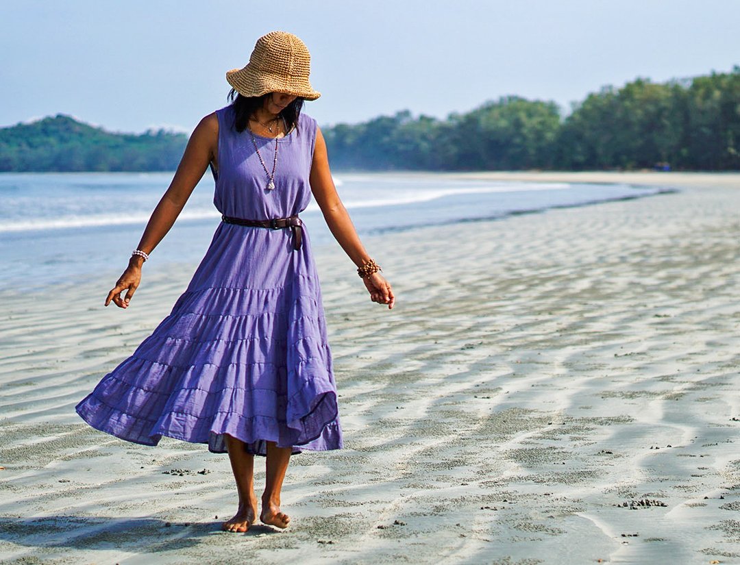 Purple lavender long cotton dress for summer. Maxi ruffle elegant women dress. - 洋装/连衣裙 - 其他材质 