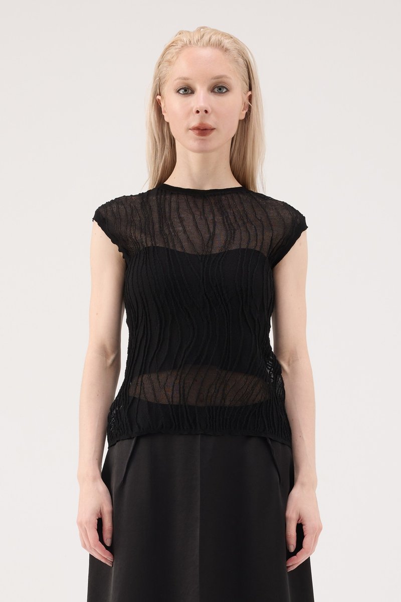立体弧线平口上衣 - 黑 - 女装背心 - 其他人造纤维 黑色
