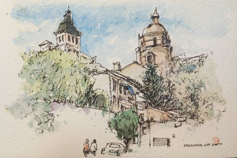 赛哥维亚旧城区/手绘原作 - 海报/装饰画/版画 - 纸 咖啡色