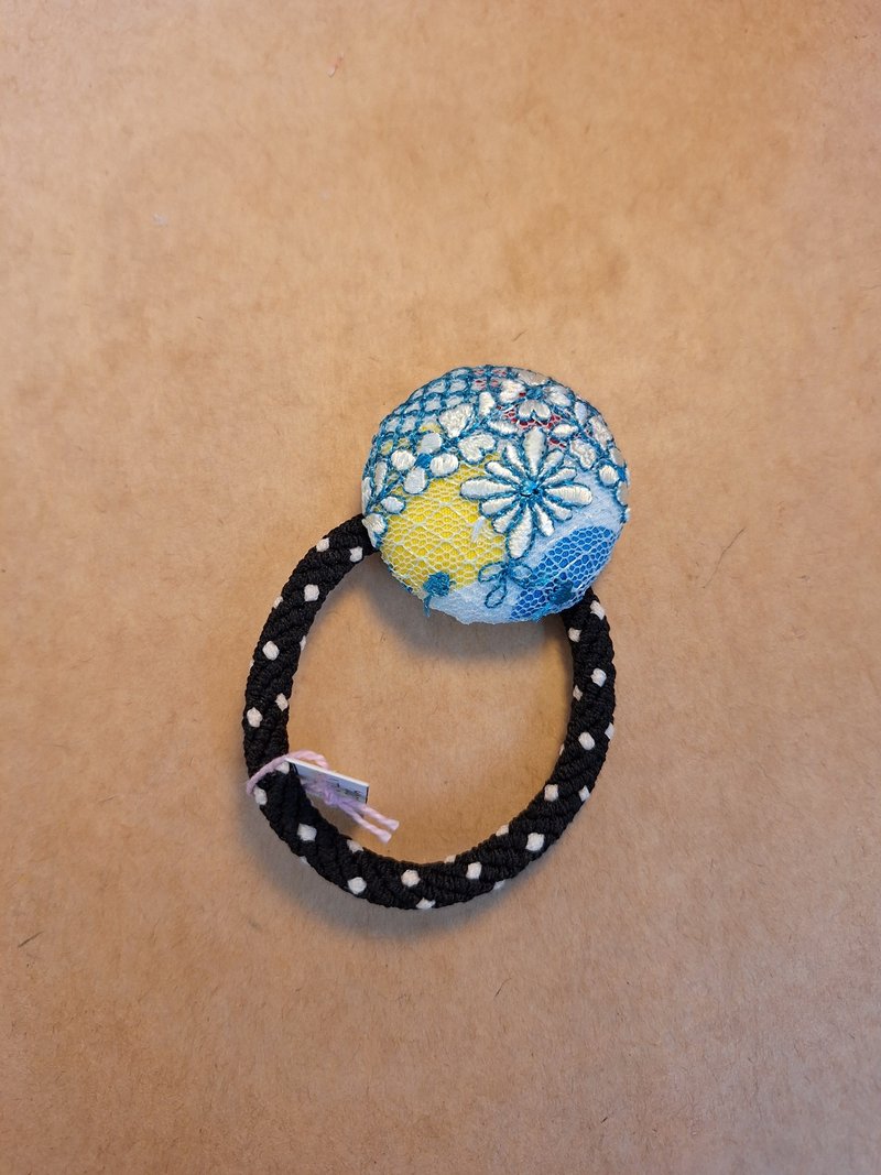 设计手作蕾丝发圈-格棱蓝 - 发饰 - 其他材质 