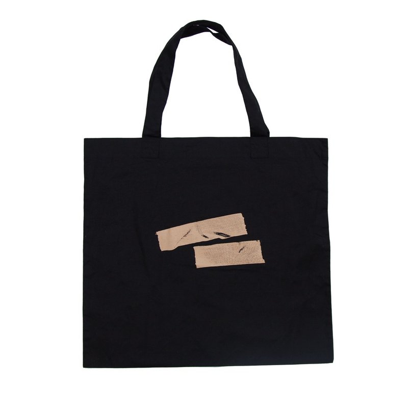 Realistic print. To be a surprise presenter. Gum Tape Large Tote Bag Tcollector - 其他 - 棉．麻 黑色