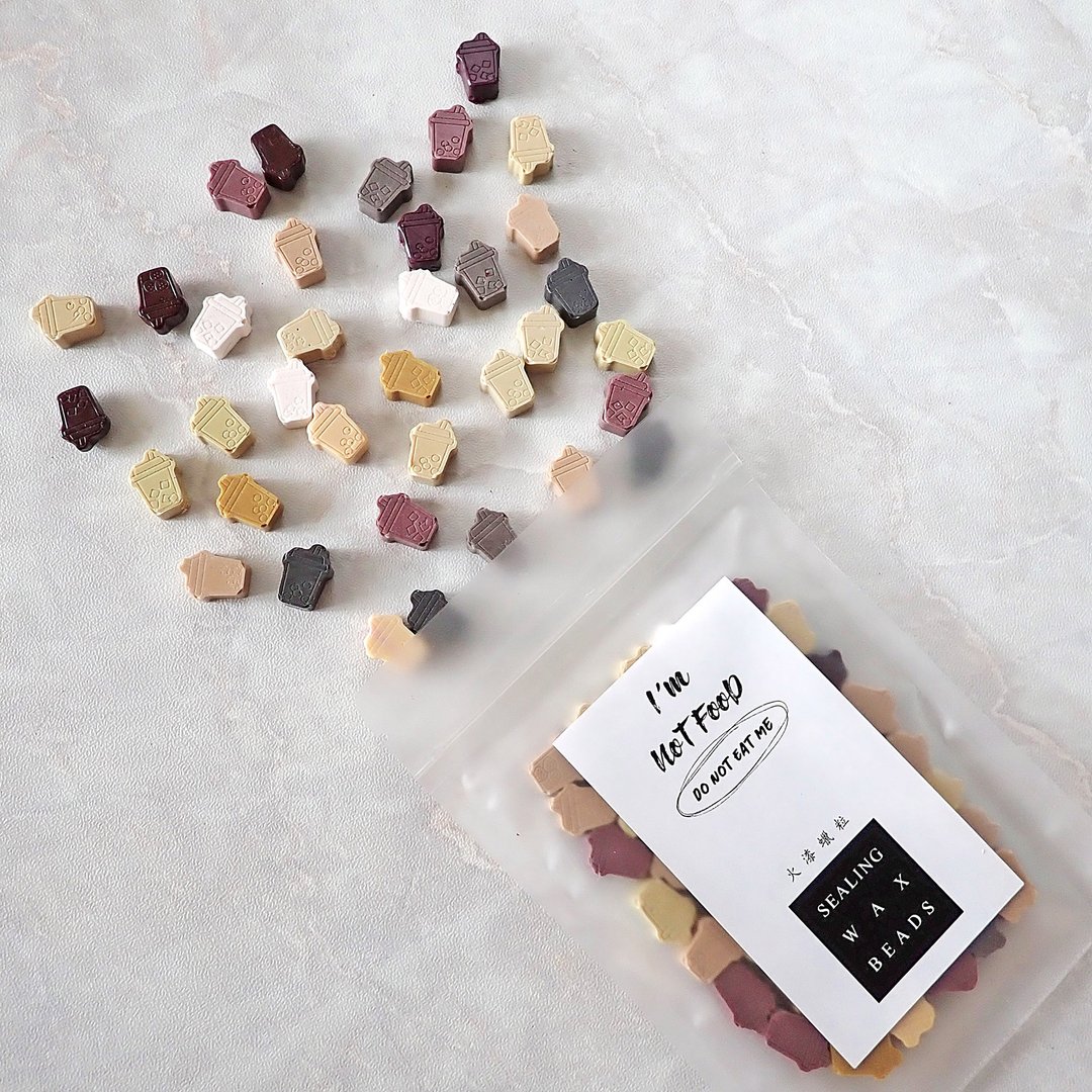 手工自调色奶茶杯火漆封蜡蜡粒 Bubble Cup Recycled Wax Beads - 其他 - 蜡 
