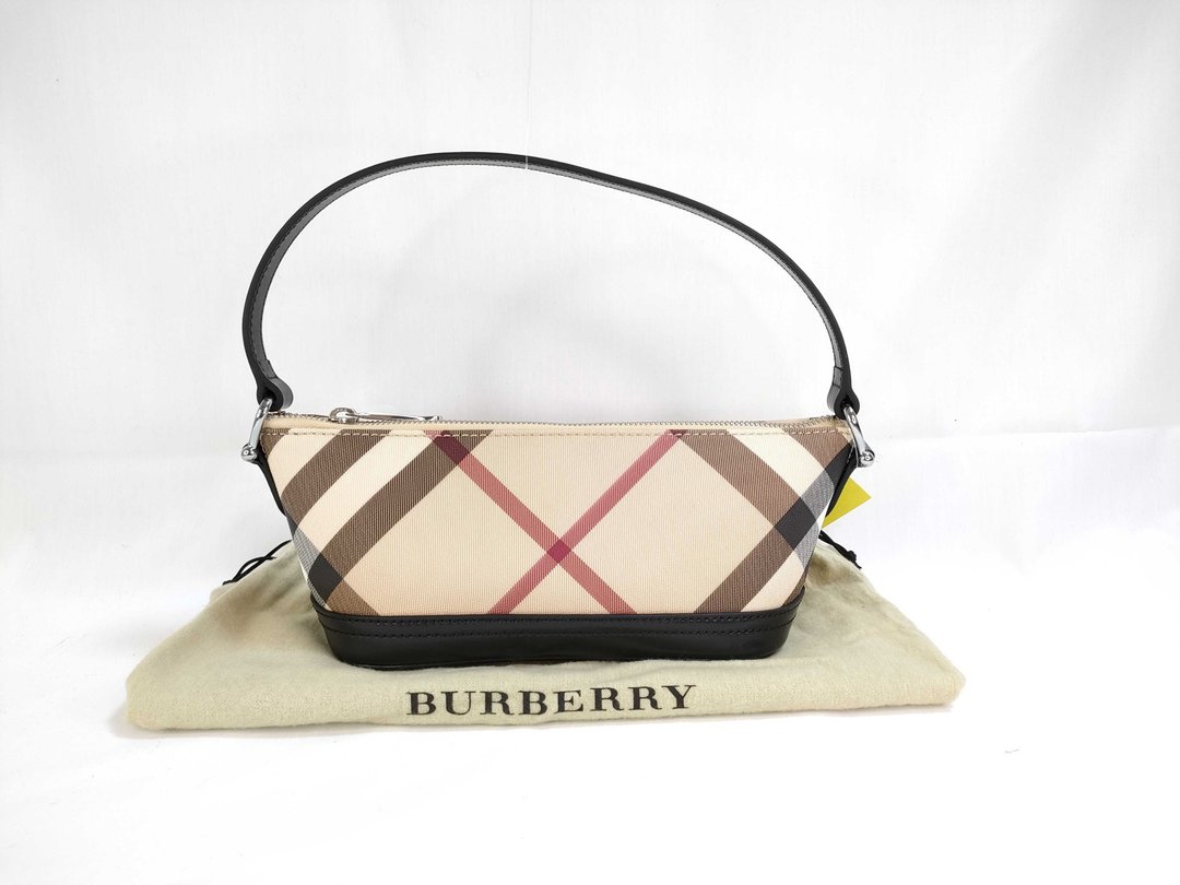 BURBERRY Check Bag 侧背包手提袋 附送肩带 日本中古二手vintage - 侧背包/斜挎包 - 其他材质 咖啡色