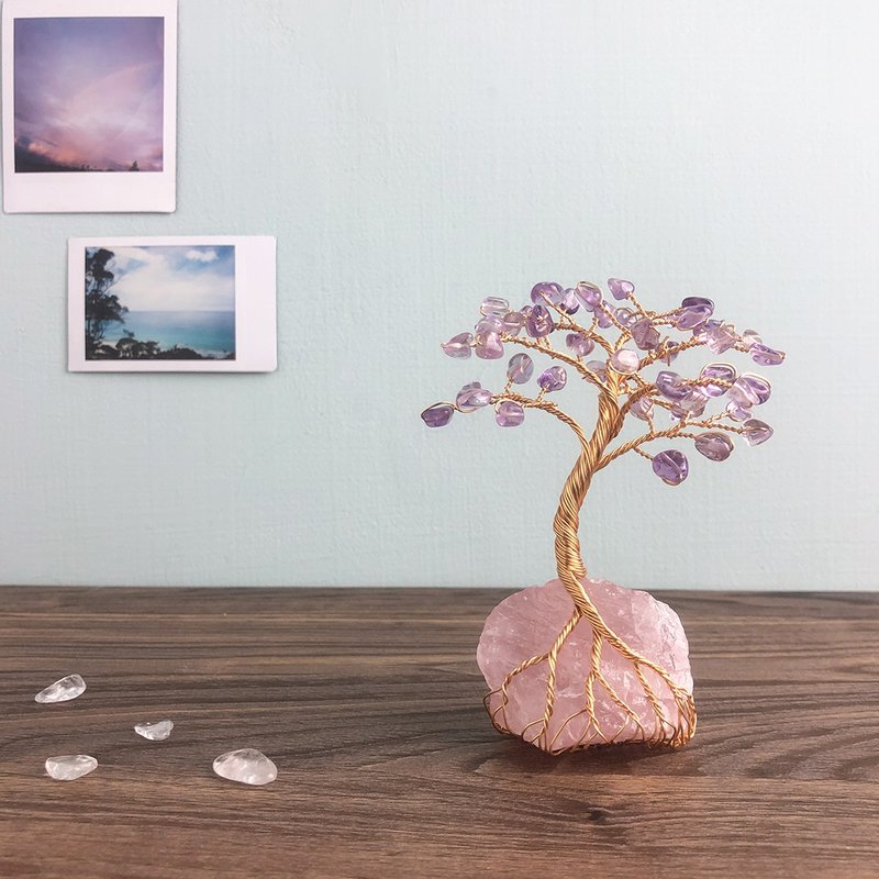 永生水晶树 // 紫水晶粉晶 // 智慧 平静思绪 爱 - 摆饰 - 水晶 粉红色