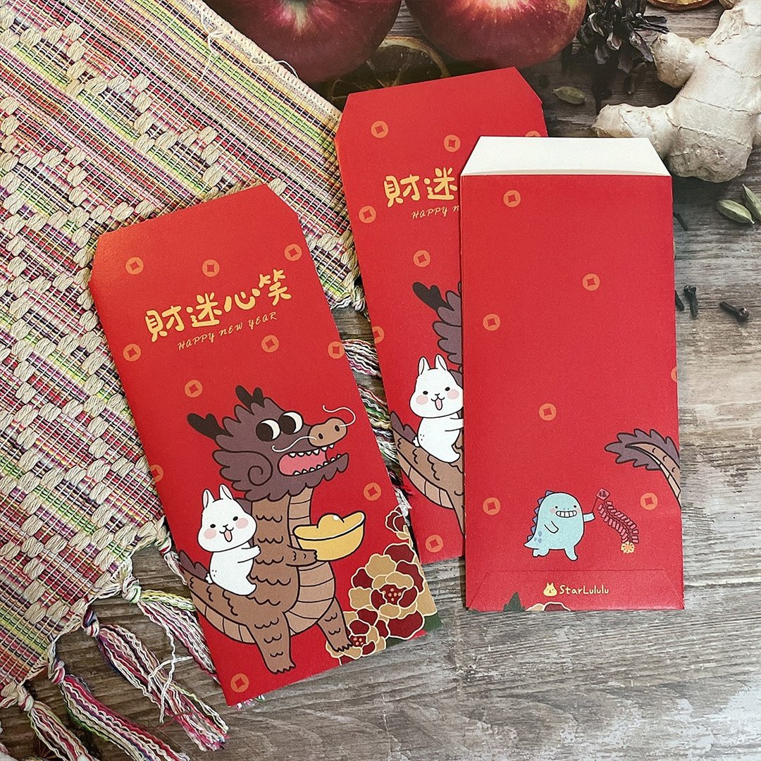 柚子兔红包袋 / 财迷心笑 3入 珠光纸感 - 红包/春联 - 纸 红色