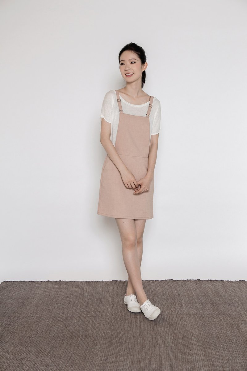 闲适田园吊带裙 Countryside Braces Skirt -S64 - 女装短裤 - 聚酯纤维 卡其色
