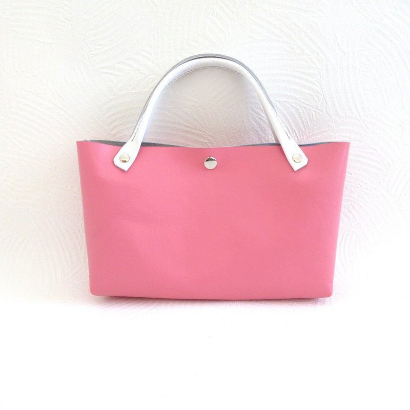 小巧却收纳力十足 牛革 长方形 迷你托特包・粉色・平滑皮革・0638 - 手提包/手提袋 - 真皮 粉红色