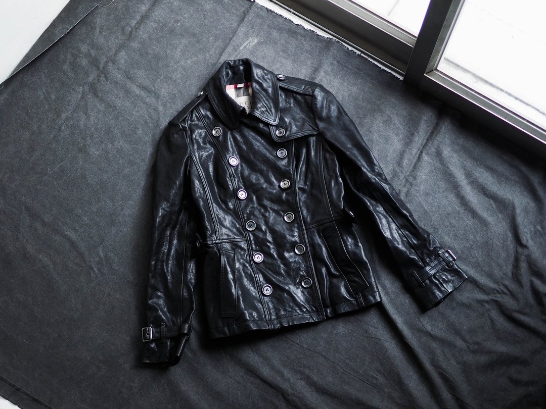 burberry经典羊皮皮衣 古董羔羊革真皮风衣皮外套 Leather jacket - 女装休闲/机能外套 - 真皮 黑色