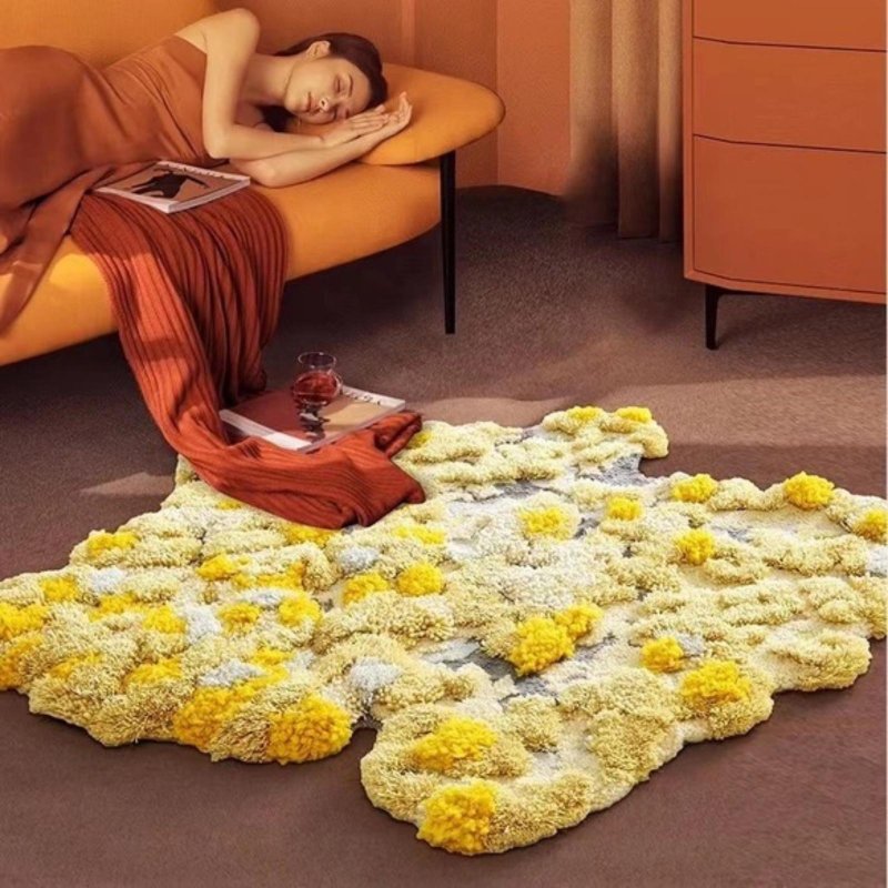 北欧风 手作 新西兰羊毛地毯 秋日花海 客厅卧室床边垫 家居装饰 - 地垫/地毯 - 羊毛 