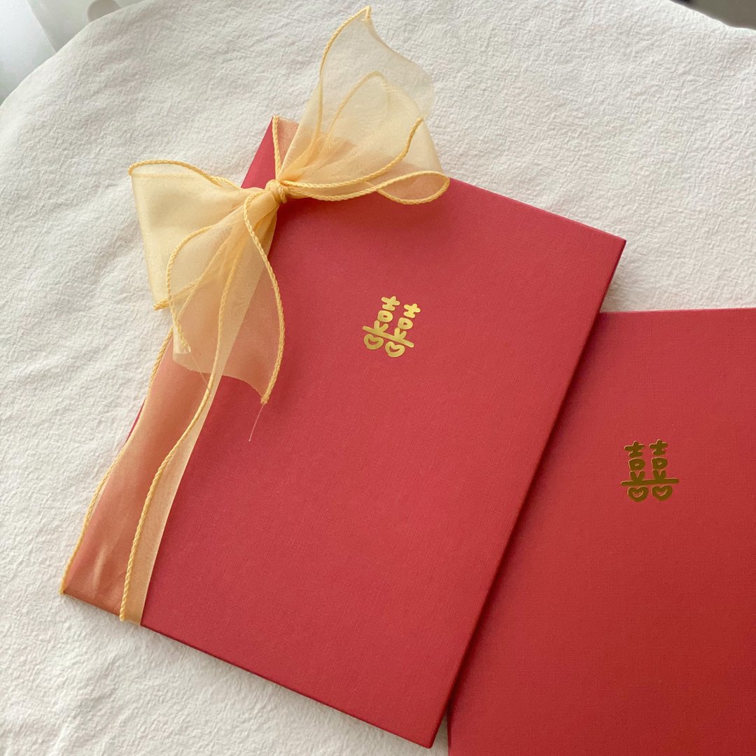 热情真爱-烫金囍字贴婚礼誓词本(一组两入) - 文件夹/资料夹 - 纸 