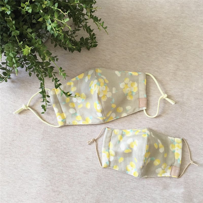 亲子款日本四重纱布口罩- 黄花霏 - 口罩 - 棉．麻 