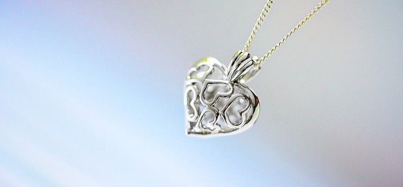Basket pendant Heart [Made of Silver925] - 项链 - 贵金属 银色