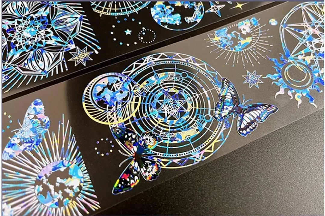 OKMT新七天 贴纸PET手帐胶带 静谧幻影-PET贝壳光-6cm*5m-100cm循 - 纸胶带 - 塑料 