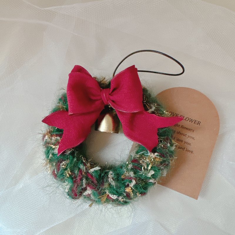 圣诞花圈 圣诞挂饰 圣诞礼物 圣诞装饰 交换礼物 蝴蝶结 - 摆饰 - 棉．麻 红色