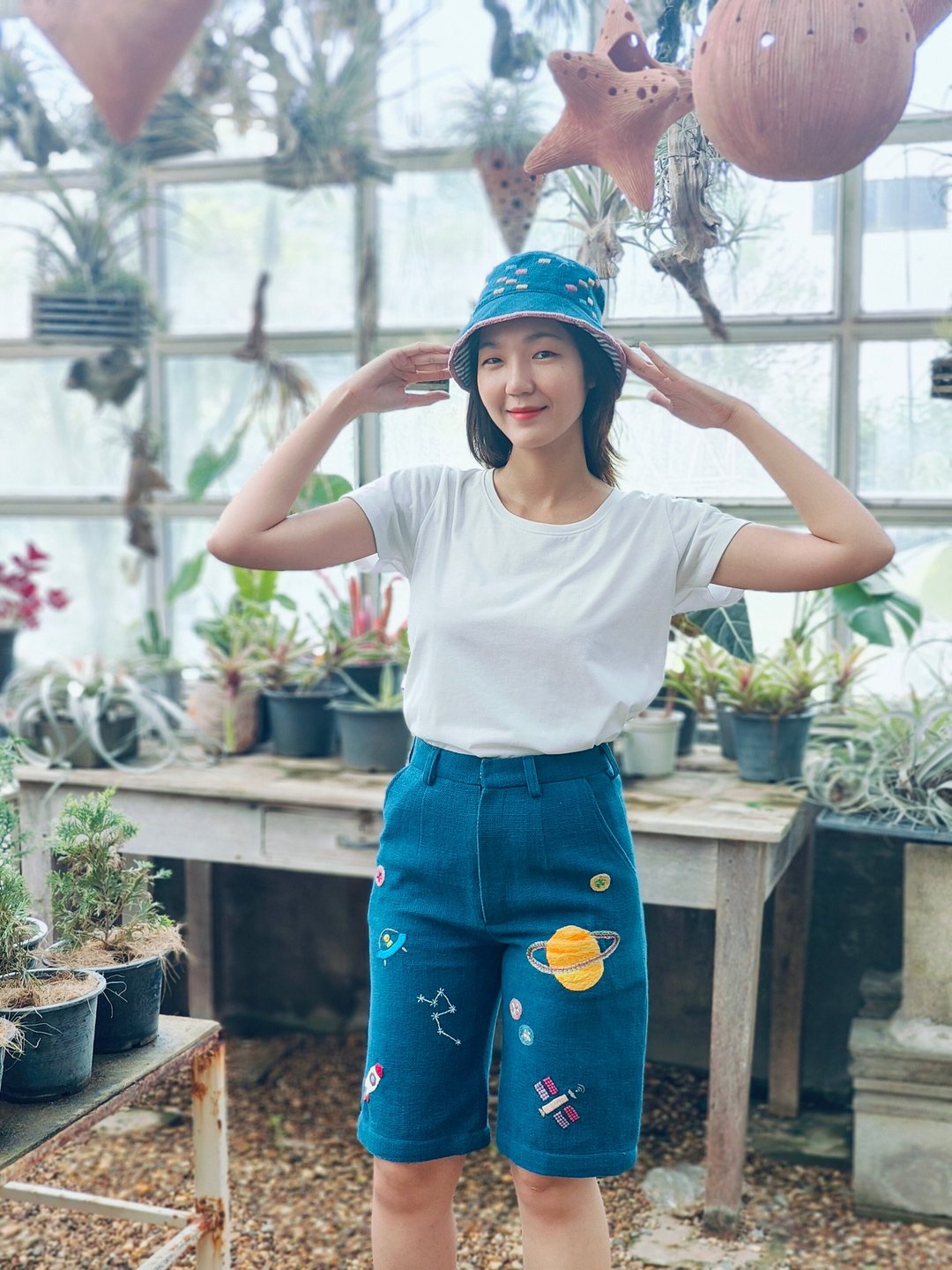 手工编织绣花帽子 - 帽子 - 棉 