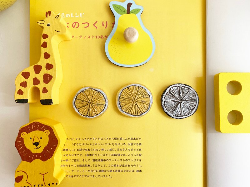 带来正能量的柠檬片 陶土胸针 - 徽章/别针 - 粘土 黄色