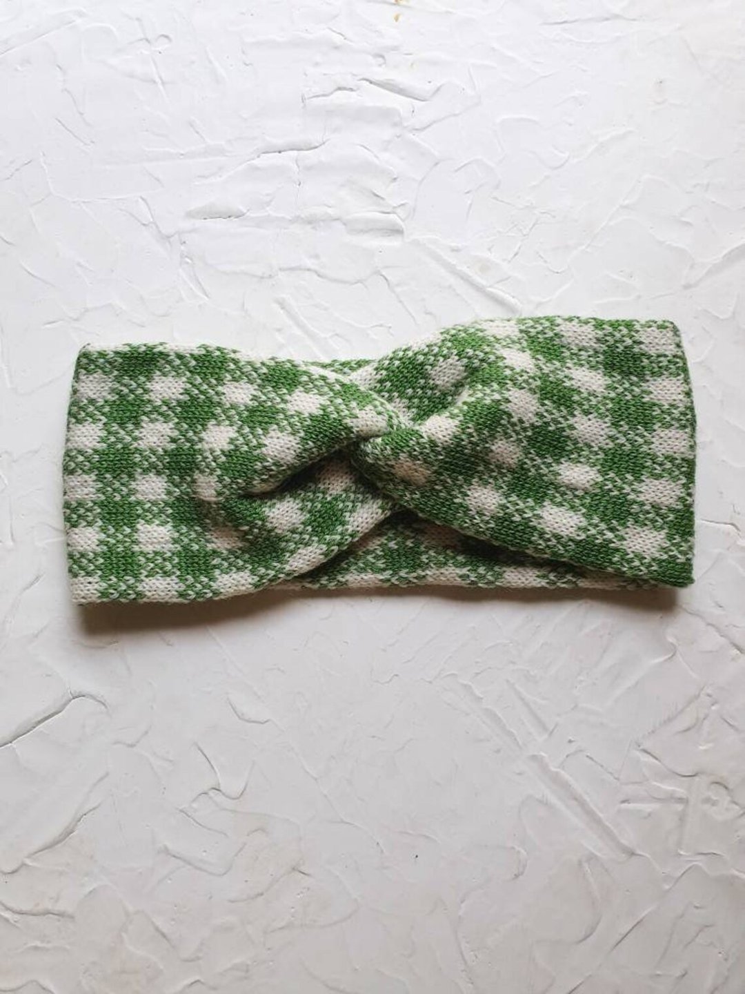 Cashmere twist headband. Green ear warmer - 发带/发箍 - 羊毛 绿色