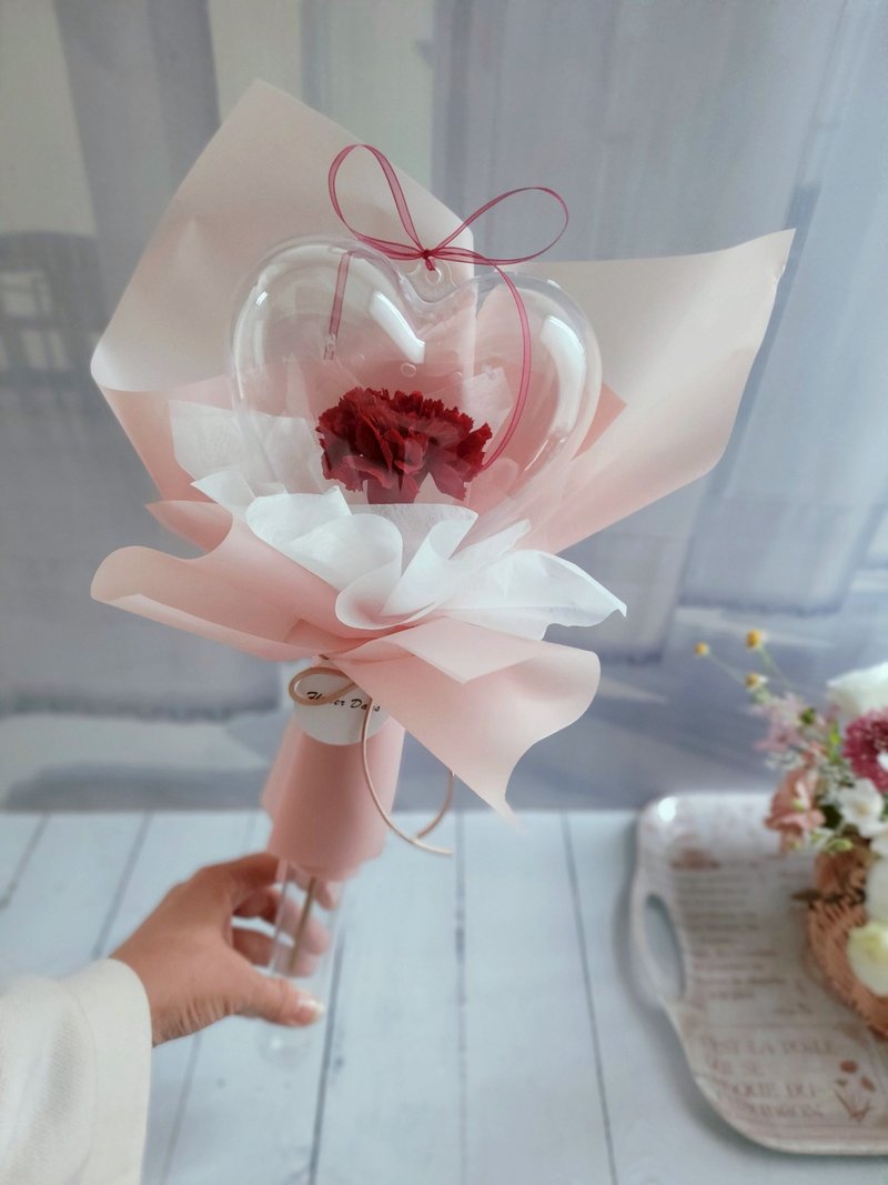 永生花束- 爱心魔法棒  母亲节康乃馨 - 干燥花/捧花 - 植物．花 粉红色