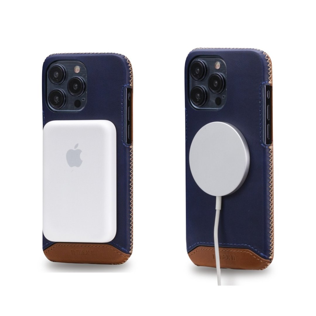 iPhone15 Pro 磁吸功能/全包覆式手机皮革套 - 六色任选(MegSafe) - 手机壳/手机套 - 真皮 黑色