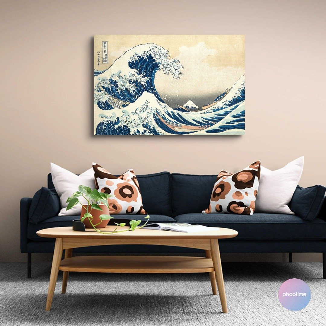 富岳三十六景 神奈川冲浪里 葛饰北斋 | 艺术微喷无框画 - 画框/相框 - 木头 多色