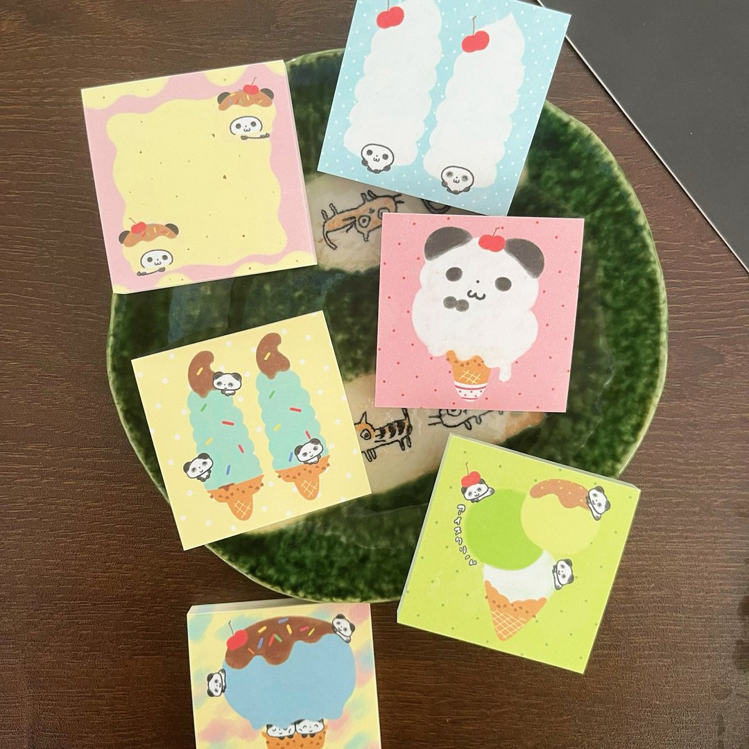【冰淇凌】可爱小熊猫手帐拼贴mini打底便签/手账便签 - 笔记本/手帐 - 纸 多色